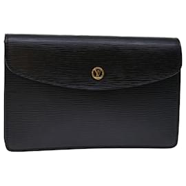 Louis Vuitton-LOUIS VUITTON Epi Montaigne 23 Clutch Bag Black M52662 LV Auth 67863-Black
