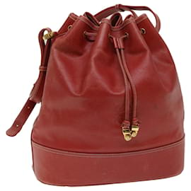 Loewe-LOEWE Anagram Shoulder Bag Leather Red Auth fm3195-Red