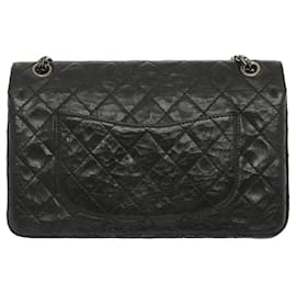 Chanel-Chanel 2.55 Matelasse Chain Bag Aged calf leather Black A37586 CC Auth 67618A-Black