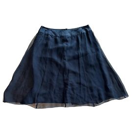 Chanel Silk Skirt Navy Blue Size 36 Navy blue