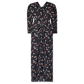 Robe en soie imprimée florale Isabel Marant Albini Midnight Bleu Marine
