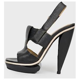 Balenciaga-Balenciaga black leather platform sandals Sz 39,5EU-Black