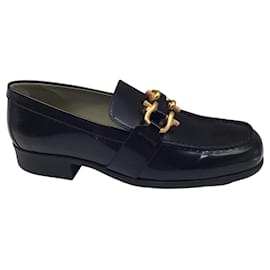 Autre Marque-Bottega Veneta Black / Gold Hardware Leather Madame Loafers-Black