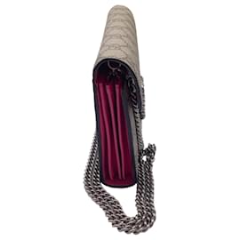 Autre Marque-Gucci Beige / Pink GG Supreme Monogram Mini Dionysus Chain Wallet Handbag-Beige