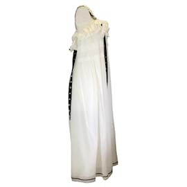 Autre Marque-Philosophy di Lorenzo Serafini White / Black Pearl Embellished Cotton Midi Dress-White