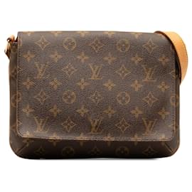 Louis Vuitton-Brown Louis Vuitton Monogram Musette Tango Long Strap Crossbody Bag-Brown