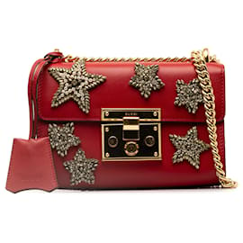Gucci-Red Gucci Padlock Crystal Embellished Crossbody Bag-Red