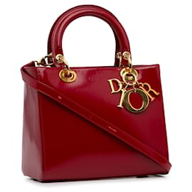 Dior-Bolsa Dior Vermelha Média Patente Lady Dior-Vermelho