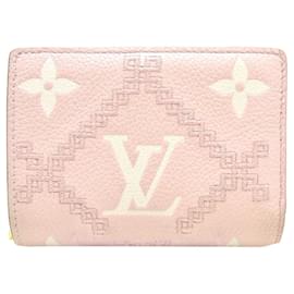 Louis Vuitton-Petit portefeuille rose Louis Vuitton Bicolor Monogram Empreinte Broderie Clea-Rose