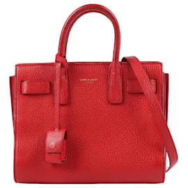 Saint Laurent-Saint Laurent Paris Sac de Jour Nano Leather handbag in red-Red