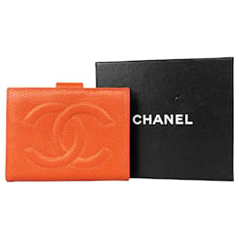 Chanel-Carteira Chanel Logo CC-Laranja