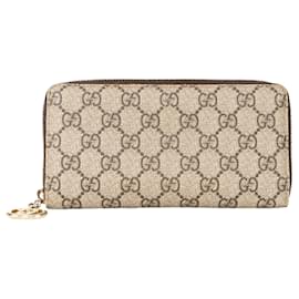 Gucci-Portafoglio lungo con monogramma Gucci GG-Beige