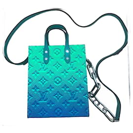 Louis Vuitton-LOUIS VUITTON Monogram Taurillon Illusion Sac Plat XS Bag M81221-Green