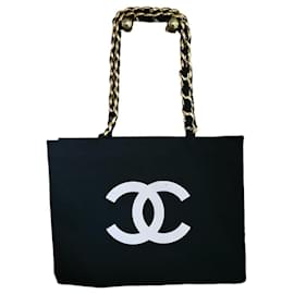 Chanel-Bolsa Chanel coleção-Preto,Branco
