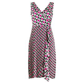 Robe sans manches Diane Von Furstenberg à col V plissée Noir Multicolore
