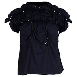 Comme Des Garcons-Tricot Comme des Garcons T-Shirt with Sequins in Black Cotton-Black