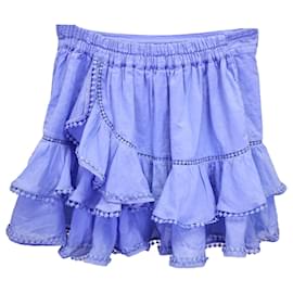 Autre Marque-Charo Ruiz Fera Ruffled Mini Skirt in Blue Cotton-Blue