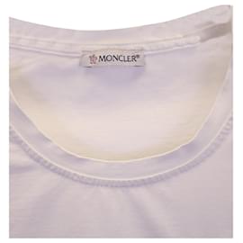 Moncler-T-shirt Moncler con Applicazione Logo Crystal in Cotone Bianco-Bianco