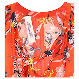 Diane Von Furstenberg-Diane Von Furstenberg Bethay Floral Printed Maxi Wrap Dress in Orange Silk-Orange