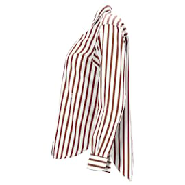 Totême-Camisa social listrada Toteme em algodão marrom-Marrom