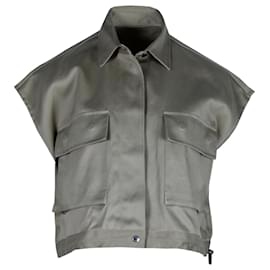 Sacai-Camisa cargo Sacai de manga japonesa en algodón caqui-Verde,Caqui