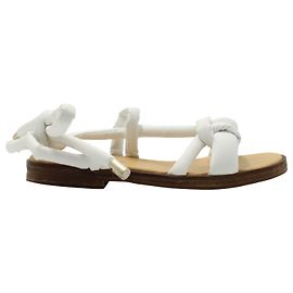 Maison Martin Margiela mm6 Ankle Strap Sandals in White Leather White Cream