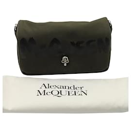 Alexander Mcqueen-Borsa Skull di Alexander McQueen con logo Graffiti in nylon color kaki-Verde,Cachi