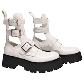 Alexander Mcqueen-Zapatos con Plataforma en Piel Blanca-Blanco