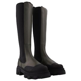 Ganni Botas de cuero caqui Verde Caqui