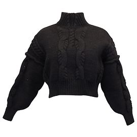 Suéter cortado de malha robusta Iro Lyme em lã merino preta Preto