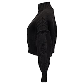 Iro-Iro Lyme Chunky Knit Cropped Sweater in Black Merino Wool-Black