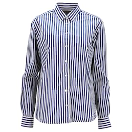 Totême-Toteme Striped Dress Shirt in Blue Cotton-Blue