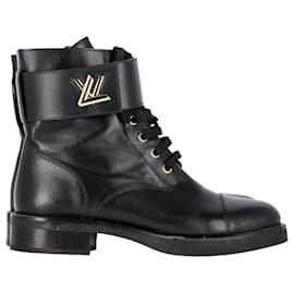 Louis Vuitton-Louis Vuitton Wonderland Lace Up Ankle Boots in Black Leather-Black