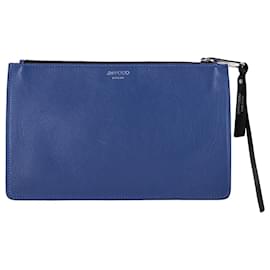 Jimmy Choo-Jimmy Choo Two-Tone Pouch in Blue Leather and Burgundy Suede-Blue