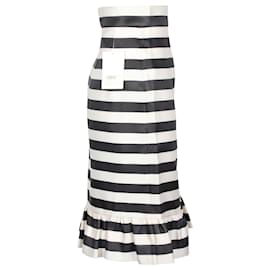 Autre Marque-Mother Of Pearl Bella Jacquard Stripe Skirt in Black Silk-Other