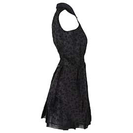 Victoria Beckham-Victoria Victoria Beckham Fit and Flare Sleeveless Dress in Black Silk-Black