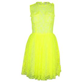 Robe MSGM en Dentelle en Polyamide Jaune Fluo Jaune