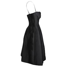 Dsquared2-Dsquared2 Paneled A Line Camisole Dress in Black Ramie Silk-Black
