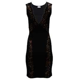 Emilio Pucci-Emilio Pucci figurbetontes Kleid mit Spitzenbesatz aus schwarzer Viskose-Schwarz
