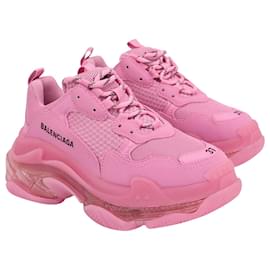 Balenciaga-Balenciaga Triple S Sneakers mit transparenter Sohle aus rosa Polyurethan-Pink