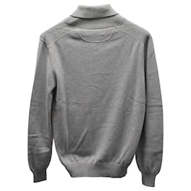 Brunello Cucinelli-Brunello Cucinelli Ribbed V-Neck Sweater in Grey Cotton-Grey