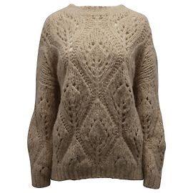 Brunello Cucinelli Open Weave Strickpullover aus beiger Alpakawolle Beige