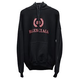 Felpa con cappuccio rosa con logo Balenciaga in cotone nero Nero