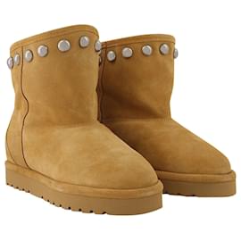Isabel Marant-Kypsy Ankle Boots in Beige Shearling-Brown