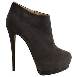 Giambattista Valli Giuseppe Zanotti Bottines à Talon Plateforme en Daim Gris Marron