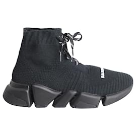 Balenciaga-Balenciaga Speed 2 Lace Up Sneakers in Black Polystyrene-Black