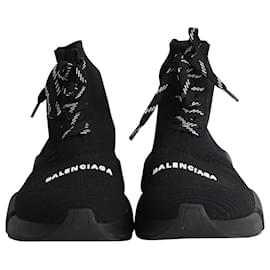 Balenciaga-Balenciaga Speed 2 Lace Up Sneakers in Black Polystyrene-Black