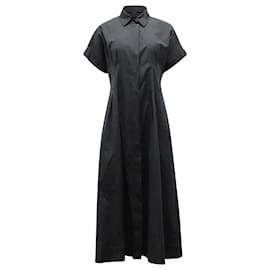Max Mara-Maxmara Midi Button Down Dress in Black Cotton-Black