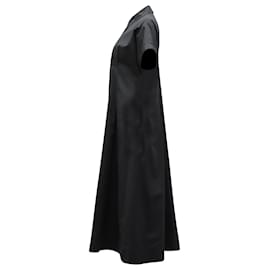 Max Mara-Maxmara Midi Button Down Dress in Black Cotton-Black