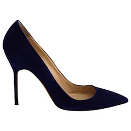 Manolo Blahnik-Décolleté a punta Manolo Blahnik BB in pelle scamosciata blu navy-Blu navy